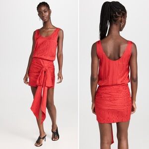 NWT Philosophy di Lorenzo Serafini Tie Mini Dress Wood Grain Texture Red US 6